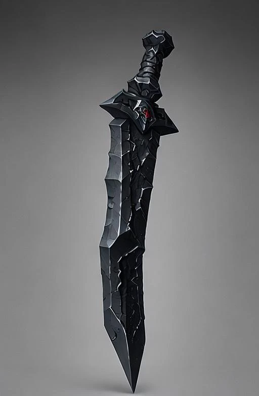 {dark fantasy dagger made of stone}, fantasy, diablo 2,made of grey stone, moss, detailed, sharp, game icon (masterpiece), blade, cutting edge, sharpen, grey, concrete