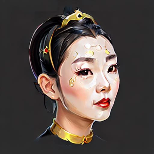 a Chinese girl, item , centered ,symetric,detailed face,hime cut,
