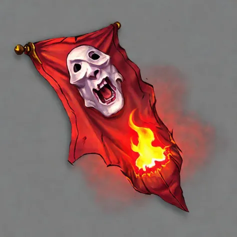 A (burning:1.1) (ghost:1.2) (holding:1.1) a (red flag:1.1), (screaming:1.1) ,high quality, 8k, detailed, masterpiece,