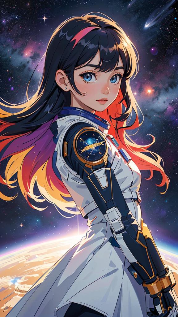 A woman in a white dress with long hair and a sword - SeaArt AI