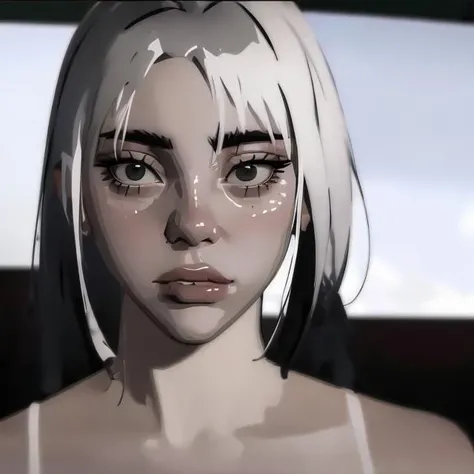 (high quality), closeup, blsh, 1woman, dark place, abandoned, suspense, <lora:BillieEilishDogu:1>, <lora:killer7_artstyle_l0ra_woncho:0.9>