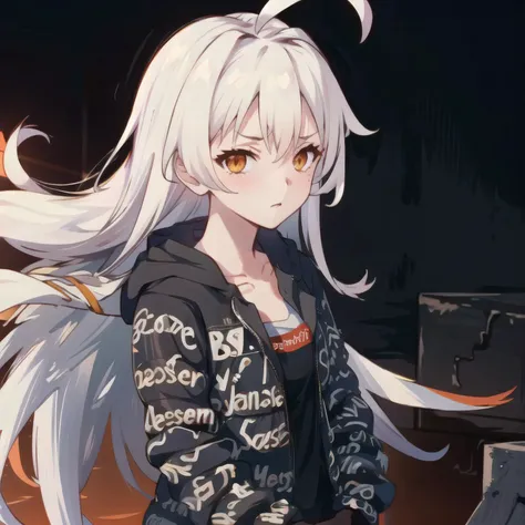 extremely detailed CG, high resolution, best quality, masterpiece, drip jacket, sohp, ahoge, white hair, very long hair,  floating hair, looking at viewer,  <lora:drip_jacket:1>     <lora:sustainerOfHeavenlyPrinciplesAsmoday_v1:0.8>