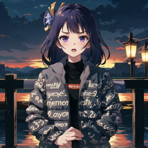 extremely detailed CG, high resolution, best quality, masterpiece, drip jacket, raidenshogunrnd, holding instrument, storm, <lora:drip_jacket:1> <lora:raidenShogunGenshinImpact_v10:0.8>