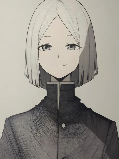 <lora:Epeulu-PonyXL-1024px:0.9>
score_5_up,
1girl, solo, looking at viewer, short hair, simple background, bangs, closed mouth, upper body, school uniform, parted bangs, eyebrows visible through hair, jacket, smile, grey background, bob cut
