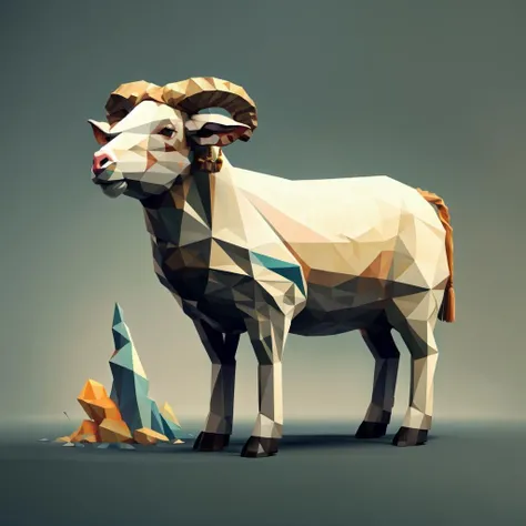 <lora:Low-poly-A:1>1 sheep