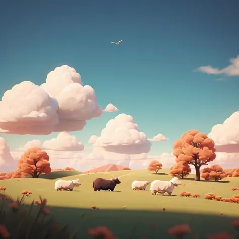 <lora:Low-poly-A:0.5>sky,1 sheep, farm background,scenery,octane rendering, <lora:C D_20230617011627:0.5>,colorful,