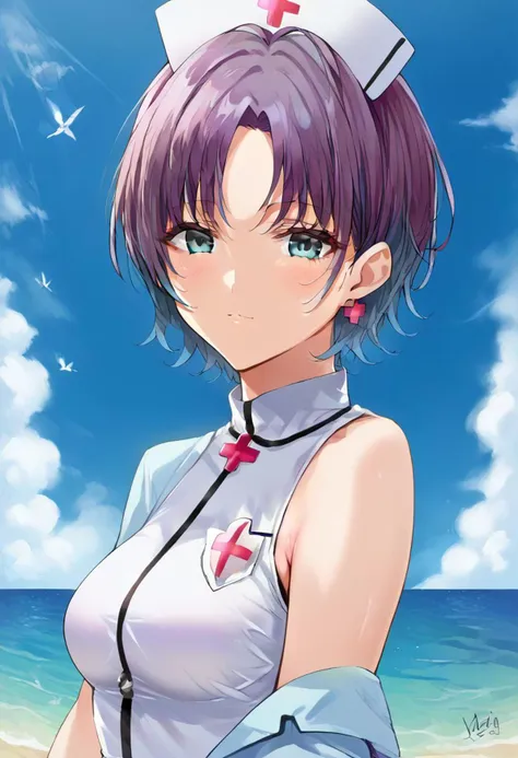 score_9, score_8_up, score_7_up, nsfw, uncensored, source_hentai, source_anime,  highly detailed, masterpiece, rating_questionable,  BREAK, 
1girl, toru asakura, blue hair, earrings, gradient hair, multicolored hair, parted bangs, purple hair, sexy pose,
Y_d, NNurse,