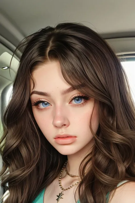 photo of <lora:sd15_McKennaBull_locon_24_v1:.9> McKennaBull , focus on eyes, close up on face, pouting, wearing jewelry, hair styled as wavy shag hair,