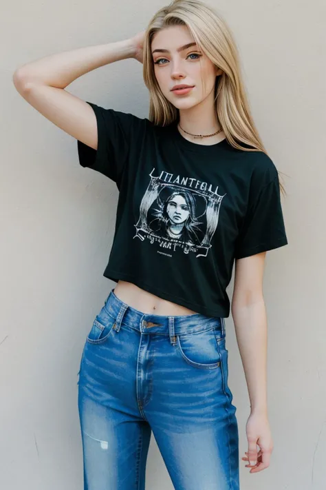 (long shot:1.4), <lora:sd15_McKennaBull_locon_24_v1:.9> McKennaBull wearing a t-shirt and jeans