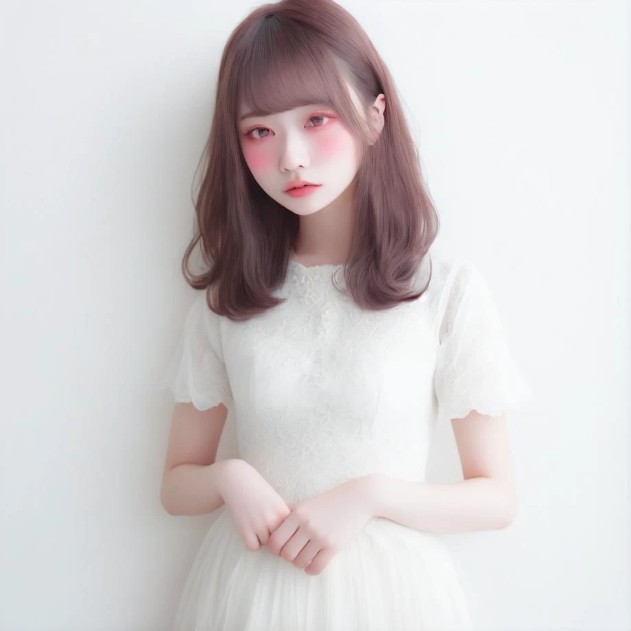 (masterpiece, best quality,:1.2)
1girl, (solo:1.3) small breasts, (cowboy shot,:1.3)
(waifu, realistic, real life, exceptional, best aesthetic, new, newest, best quality, masterpiece:1.2)
(soft_lighting, soft_skin_tone:1.3) (detailed eye:1.2)
(white background, simple background,:1.2),
(white OOTD:1.4),