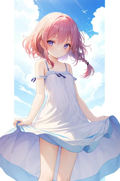 16k, highres, masterpiece, best quality,
watercolor \(medium\), pinup of a girl, megami magazine,
<lora:Akkz_v2:1>akz, petite, flat chest, braid, sundress,