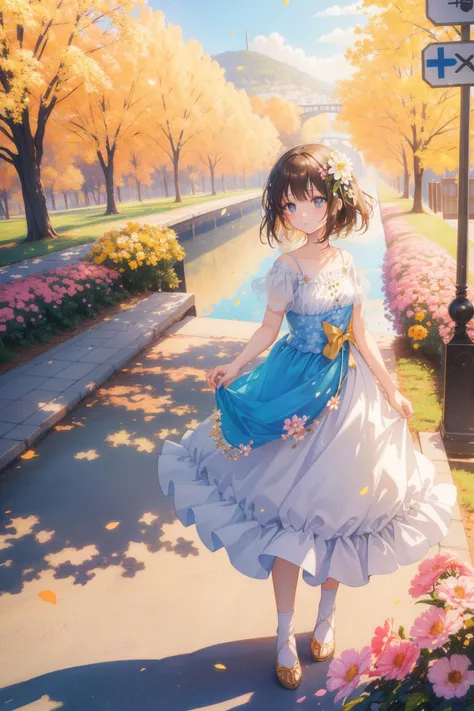1girl, (impressionism art designed by Michael Malm:1.0) , scene art, 8k Physically based render, spring flowers with Flower Bulb, elegant, landscape of a Luminous Melancholy ([Medellin:Colombia:1]:1.3) from inside of a Footbridge, Sunny, ultrafine detailed, Fairy-Tale, Gutai Group, Motion blur, F/14, Kodak Ektar, Gold Leafing, Cross Processing, professional, trending on artstation