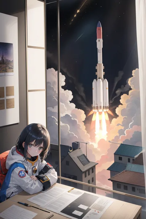 1girl, studio Pencil painting, lush city street and Interstellar cloud in background, highly detailed, wide angle of a ("Rocket man, burning out his fuse up here alone.":1.3) , it is very Kintsugi and Dumb, plain, mundane, boring, muted colors from inside of a Acclaimed Moroni, at Overcast, shallow depth of field, detailed, masterpiece, Light and Bright, award winning, Suprematism, rim light, 35mm, Film Washi, Embroidery, Plain white background, extremely beautiful, masterpiece