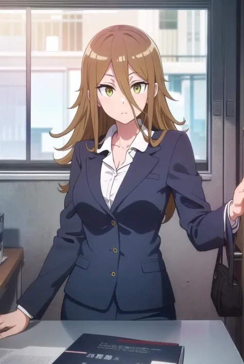 rumikaaina, <lora:rumika aina s1-lora-nochekaiser:1>,
rumika aina, long hair, brown hair, hair between eyes, (green eyes:1.3),
BREAK skirt, shirt, jacket, formal, suit, office lady, skirt suit,
BREAK indoors, classroom,
BREAK looking at viewer,
BREAK <lyco:GoodHands-beta2:1>, (masterpiece:1.2), best quality, high resolution, unity 8k wallpaper, (illustration:0.8), (beautiful detailed eyes:1.6), extremely detailed face, perfect lighting, extremely detailed CG, (perfect hands, perfect anatomy),