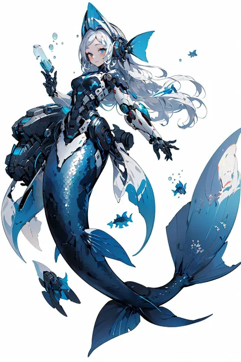 1girl,mecha,Fish ears, <lora:fish_ears_20230630143856-000018:0.8>,full body, mermaid,(machine: 1.1), (Mecha: 1.1), (Mechanical fish tail: 1.5), (fin: 1.2), (Human arm: 1.2), (masterpiece, best quality, high quality, highres, ultra-detailed),