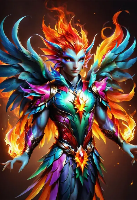 hyper detailed masterpiece, dynamic, awesome quality, cute strom elf, firebird, mythical enchanting bird, fire, light, vibrant flaming fiery plumage, flaming radiant wings, majestic regal appearance, beauty, immortality, resurrection, elusive, magical nature,, reveiving a christmas present <lora:PAseer-SDXL-StormElf:1>