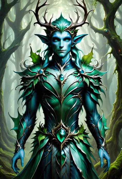 hyper detailed masterpiece, dynamic, awesome quality, cute strom elf, elf, tall regal ghostly figure, elegant ethereal appearance elaborate forest inspired clothing, crown made of leaves and branches,antlers, distinctive captivating eyes, linked with forests and nature spirits, connection to the wild hunt, sense of melancholy and mystery, man-made,music and dance,melancholy,obscure,endocrine-disrupting,void,wasting,dreamy, reveiving a christmas present <lora:PAseer-SDXL-StormElf:0.85>