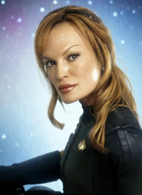 close up photo of (JoleneBlalock15:1.0) (strtrk uniform:1.2) (masterpiece) (best quality) (detailed) (8k) (wallpaper) (cinematic lighting) (sharp focus) (intricate) <lora:joleneBlalock_joleneBlalockV11:1.0> <lora:startrek_uniform_lora_5000:1.3>
epic star trek scenery background, space ship interior,
(sitting in the captain chair on the spaceship),