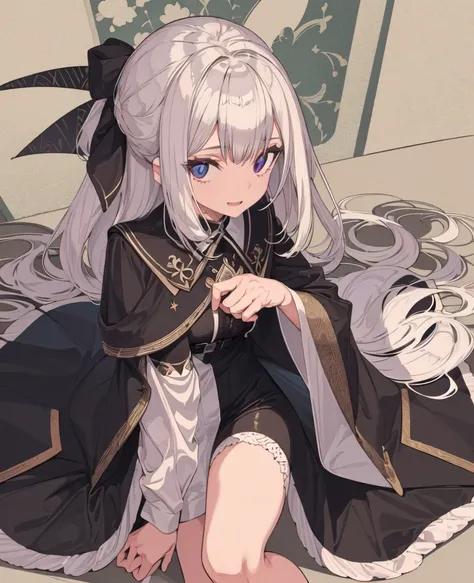 masterpiece, best quality, 1girl, solo, white hair, black lace dress <lora:Cogecha:1>