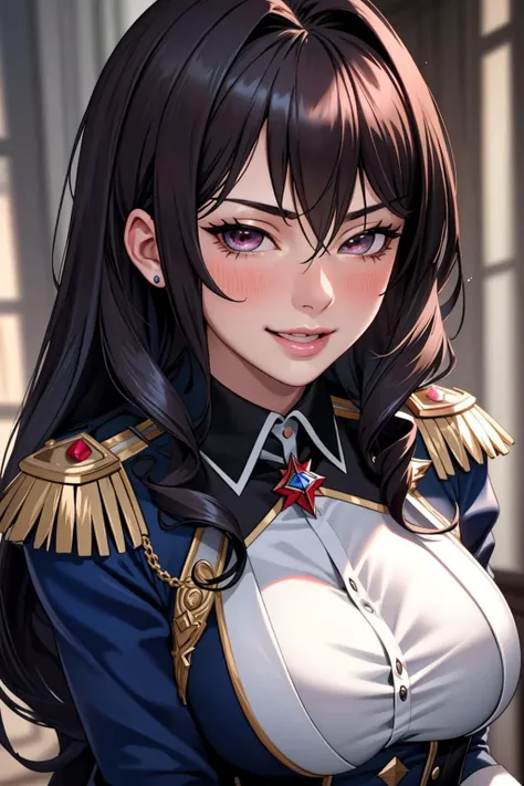 ((Masterpiece, best quality)),edgQuality,smirk,smug,dark hair
edgElegant, 1girl, solo, long hair, breasts, looking at viewer, blush, open mouth, epaulettes,wearing edgElegant
<lora:edgElegant-000006:1>