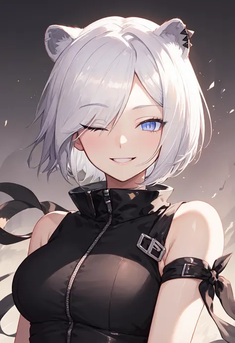 best quality, masterpiece, highres, solo, (shirayuki_arknights:1.10), smile, happy, one eye closed, portrait, looking at viewer, 26 <lora:shirayuki_arknights:0.80>
