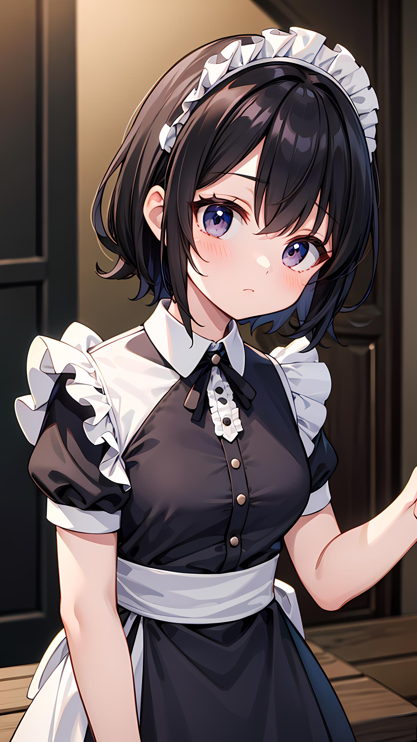 Anime Character Dressed In Maid Outfit Holding A Glass Of Wine Seaart Ai