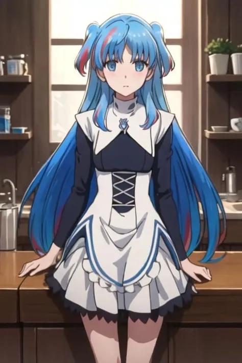 best quality, masterpiece, highres, solo, {chtholly_sukasuka:1.15}, blue_hair, long_hair, blue_eyes, two_side_up, multicolored_hair