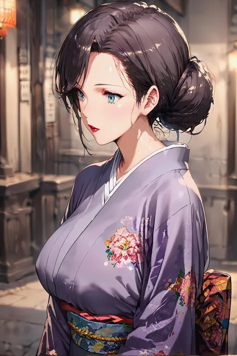 score_9, score_8_up, score_7_up, source anime,
mrs yukinoshita, hair bun, lipstick, huge breasts,kimono, purple kimono, floral pattern kimono, 
<lora:Mrs_Yukinoshita_pony:0.7>,  <lora:woman_consistency_v2-loha:0.5>,  <lora:DefaultZ17:0.7>,  <lora:gg3:0.6> , <lora:Urushihara Satoshi_XL_PONY_V2:0.6>