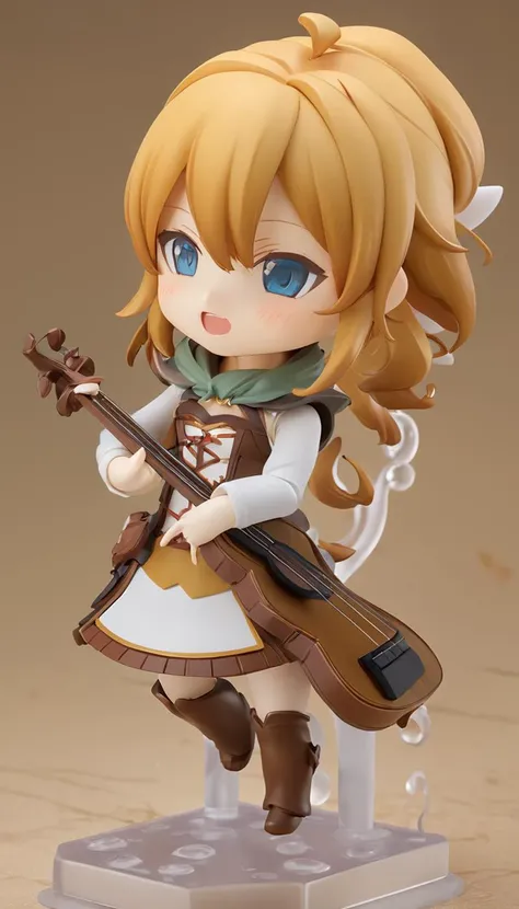 Cinematic scene, hero view, female bard, action pose, detailed background, masterpiece, best quality, high quality, highres, absurdres, nendoroid <lora:nendoroid_xl_v4:1>