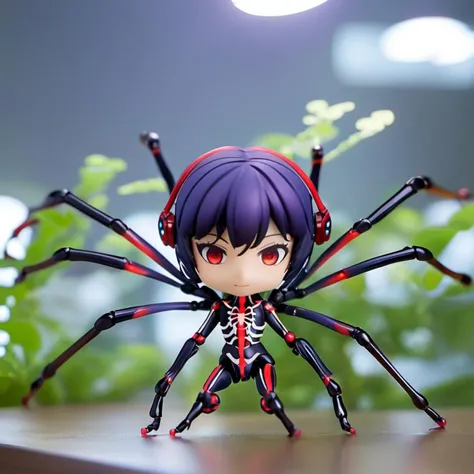 Positive: cinematic photo chibi nendoroid of <lora:nendoroid:0.9> . 35mm photograph, film, bokeh, professional, 4k, highly detailed, photography of a realistic spider with a segmented body, jointed appendages, an exoskeleton, an open circulatory system, a tracheal system, compound eyes, antennae, and a complex nervous system. The insect's body can be a variety of colors, and it may have patterns on its bodies. The insect should be realistic and detailed. taken by national geographic, soft natural lighting, 85mm lens, Cinestill 800T, sharp focus