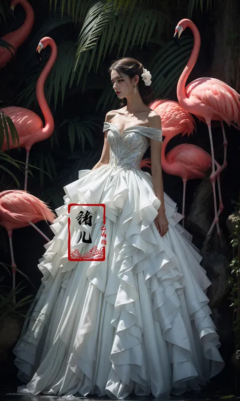 1girl, (dyellow off-the-shoulder dress:1.4), in the style of timeless artistry, flamingos and white gauze, modern art, green, white and red, photography, advanced sense, futuristic sense, freshness princesscore, trompe l'oeil, refined aesthetic sensibility, exquisite clothing detail, gorgeous, fluid movements, reimagined religious art, photorealistic 32K resolution, full - body photos, super vista, super wide Angle, HD
(Real waterRealistic waterflowing water:1.1)ripples
<lora:~Q?-pkp princesscore:0.8>