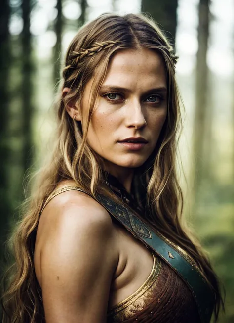 A stunning intricate full color portrait of (sks woman:1) as (viking warrior), (barbarian),  epic character composition, by ilya kuvshinov, alessio albi, nina masic, sharp focus, natural lighting, subsurface scattering, f2, 35mm, film grain, <lora:locon_vinessashaw_v1_from_v1_64_32:1>