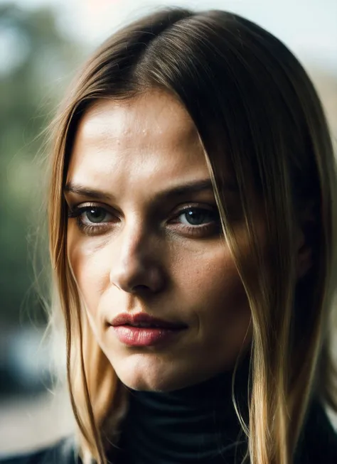 A stunning intricate full color portrait of (sks woman:1), wearing a black turtleneck, epic character composition, by ilya kuvshinov, alessio albi, nina masic, sharp focus, natural lighting, subsurface scattering, f2, 35mm, film grain, <lora:locon_vinessashaw_v1_from_v1_64_32:1>