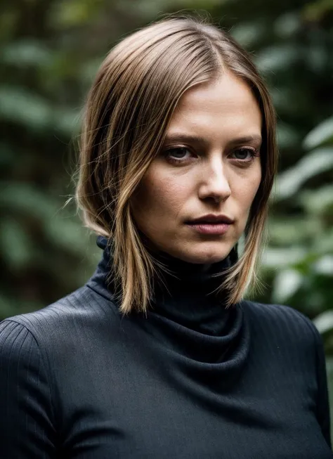 A stunning intricate full color portrait of (sks woman:1), wearing a black turtleneck, epic character composition, by ilya kuvshinov, alessio albi, nina masic, sharp focus, natural lighting, subsurface scattering, f2, 35mm, film grain, <lora:locon_vinessashaw_v1_from_v1_64_32:1>