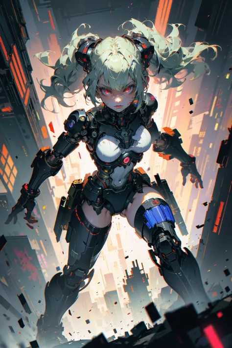 (masterpiece:1.4), (intricate:1.2), (detailed:1.2), (vibrant colors:1.2), (ornate:1.2), BREAK,
(cyberpunk:1.0), (glowing:1.0), BREAK,
(wide angle:1.2), (female cyborg:1.2), (mechanical limbs:1.2), (covered in blood:1.0), (dynamic pose:1.2), <lora:poodlepunk:0.6>, BREAK,
(cyberpunk city:1.0)