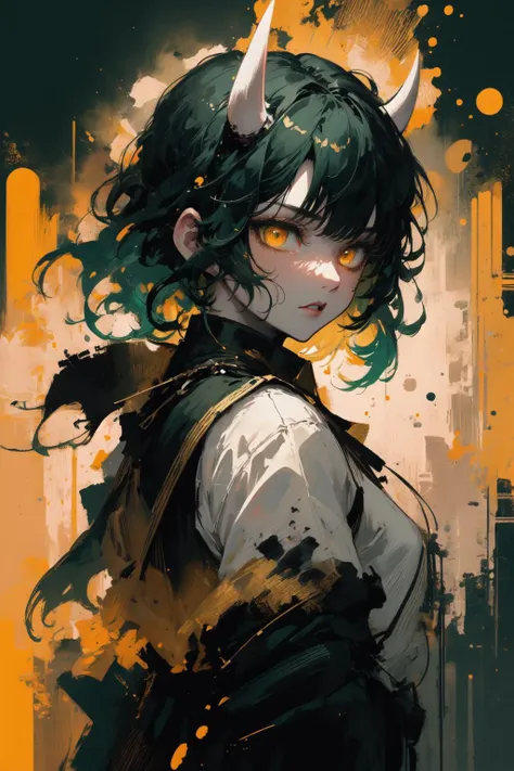 (establishing shot:1.5), (bilaterally symmetrical:1.5),(extremely detailed CG unity 16k wallpaper:1.3),(trembling picture,break free,burn with passion,humanoid beast,rough lines,:1.3)
(nonrepresentational art,vivid color, wide angle, visual kei,very rough strip:1.3),
style of decadent illustrations,meiji art,
pixelated chaos,lith printing,
ultra high res,
horror thehe,scary,
(dark green hair,glowing golden yellow eyes,oni,cold,deep dark fantsy:1.5),
<lora:poodlepunk:0.5> rain <lora:ink-0.1-3-b28-bf16-D128-A1-1-ep64-768-DAdaptation-cosine:0.8> onk_arima,white background, scenery, ink, mountains, water, trees