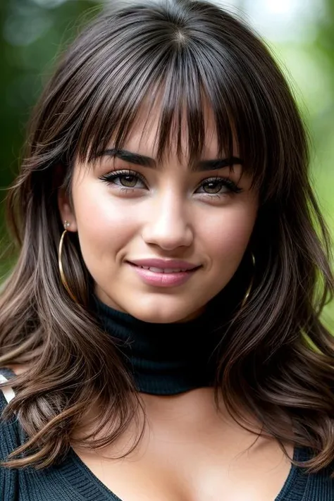 DemiL, ((wearing a turtleneck)), ((in the city)), model shoot style, 8k raw, high res, ultrarealistic, hyperrealistic, soft lighting, good lighting, textured skin, photorealism, DSLR photo, high details, detailed face, detailed hair, skin pores, (looking at viewer), (Real Eyes), (Detailed Eye Corneas), (detailed pupils), ((smiling)), photo lab, elegant, insane details, hyperdetailed, low contrast, epiCRealism, Detailed and realistic photography, intricate and realistic eyes, shot outside, perfect hands, skin texture, soft natural lighting, 85mm lens, magical photography, dramatic lighting, ultra-detailed, Kodak 800T, (((SFW))) <lora:more_details:0.6>