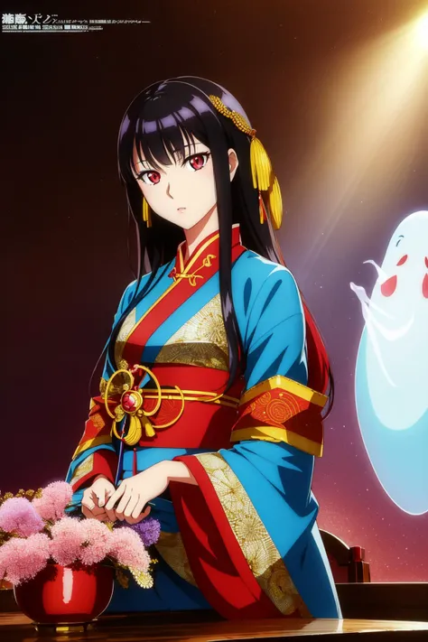 1girl, dark Redshift render, elegant, modelshoot style shot of a small Qing Dynasty (Female Ghost hunter:1.3) , she is very Feral and Narrative, the Ghost hunter has [Palauan:Hellenistic:13] hair, Messy hair, inside a Symbolic Djibouti City, desolate roots with Pots with flowers, Clear skies, in focus, figurativism art, (colorful art by Masami Teraoka:0.7) , Vivid, Embarrassing, Stonepunk, moody lighting, Circular polarizer, Kinemacolor, sunbeam, otherworldly, natural skin tones, realistic and detailed, pixiv, contest winner