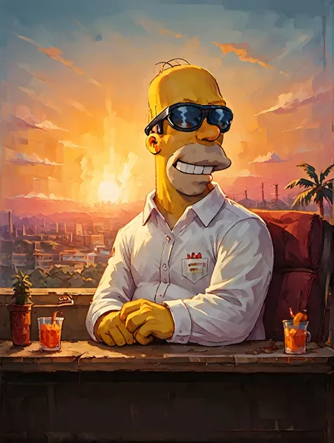 score_9,score_8_up,score_7_up,zPDXL,cityscape background,sunset,palmtrees,half-body shot,solo,four fingers,circle eyes,dot pupil,source_cartoon,toony,theSimpsonsstyle,yellow skin,homer Simpson,business suit,sunglasses,smirk,<lora:The_Simpsons_style:1>,<lora:B0ld01lp41nt:0.8>,B0ld01lp41nt,muscular,strong,