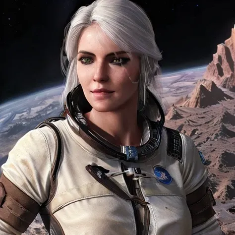 <lora:Ciri2_Wrise:0.8>
(((a woman in space))), beautiful face, (((spacesuit))), stars around, natural, hyperrealism, hight quality, hdr