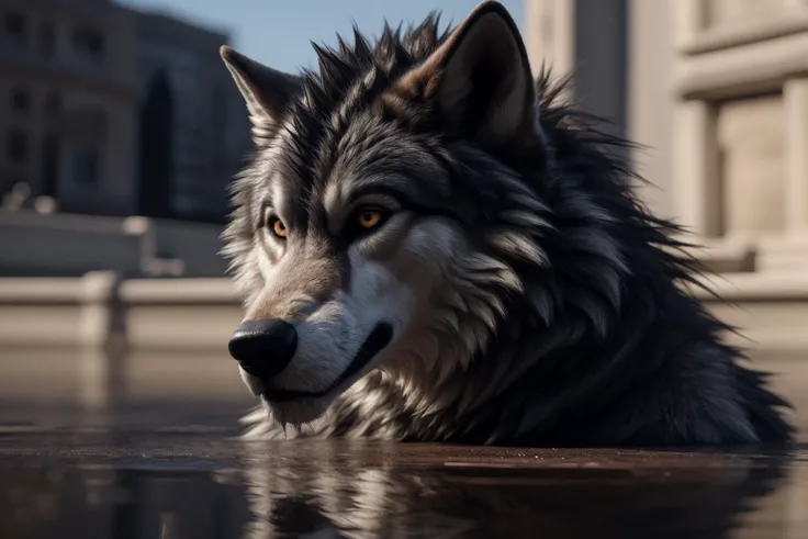 Wolf, anthro, (intricately_detailed), (photo_realistic:1.5), RAW, 8k, (extremely_detailed_fur), eye_reflection, subsurface_scattering