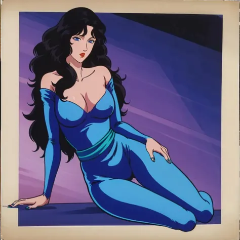 (masterpiece:1.2, Highest quality,Highest quality),(Very detailed),8K,wallpaper,Studio Lighting,Ultra-fine painting,Narrow your focus,Physically Based Rendering,1 female,Beautiful Skin,Shiny skin,Beautiful Hands,Detailed hand drawing,(Shiny costumes),(Wearing a belt around his waist),Sensual,(Hair blowing in the wind),((Night sky and shooting stars)),(((RuiKisugi,1 Female, Long Hair,Wavy Hair,Black Hair,eyelash,blue eyes,lipstick, Purple bodysuit,Off the shoulder, Green sash))),(((Better Hands))),Large Breasts,Big Hips,Thick thighs,(Long legs:1.2),Cleavage,Mature Woman, Hip Up,Abdominal muscles,((Large Breasts:1.4))、Tight waist,Voluptuous body line,Beautiful legs,Beautiful feet,Long legs,Photograph the whole body,Beautiful feet,Long legs,Thighs open,Nipples visible,The areola is protruding,Voluminous lower body,Thick thighs,Big Ass, Big sexy ass, Perfect Body Proportions, Slim waist, Full body photography, 赤いlipstick, Sitting on sofa with legs spread,