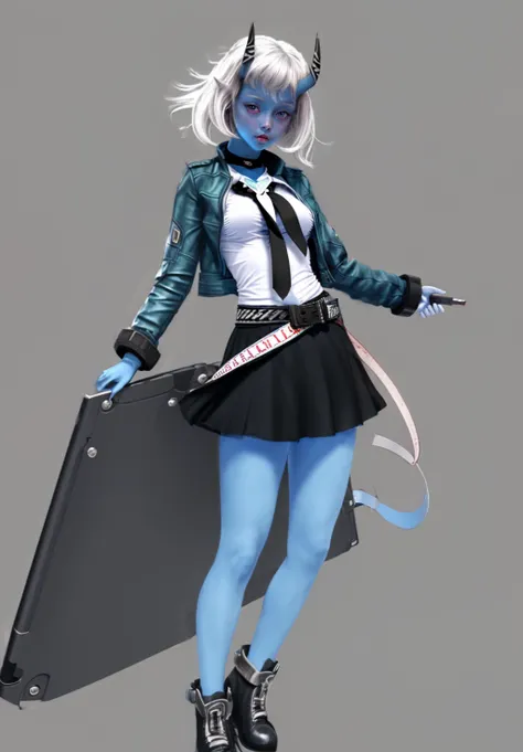 masterpiece, best quality,1girl, full body,belt, simple background, <lora:soukaku:1>