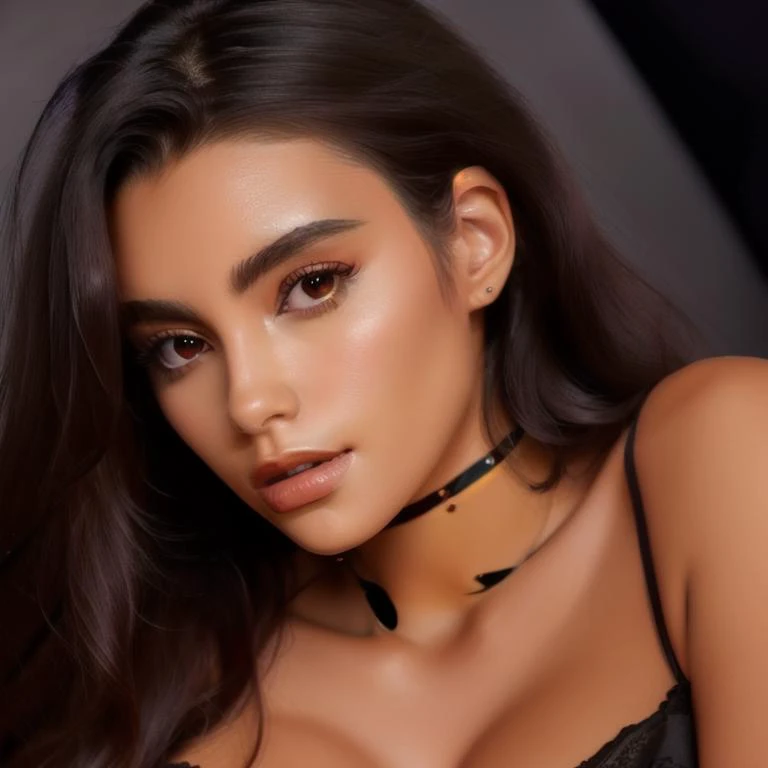 um close up de uma mulher em um vestido rosa posando para uma foto, olhar sensual, rosto sexy com maquiagem completa, Ayahausca, lindo rosto latino, pink lips, maquiagem grossa e extravagante, Batom rosa, olhar sexy, inspirado em Olivia Peguero, Retrato tirado 8 K, pele latina, inspirado em Rose Henriques, detailed flawless face, Cara Sexy