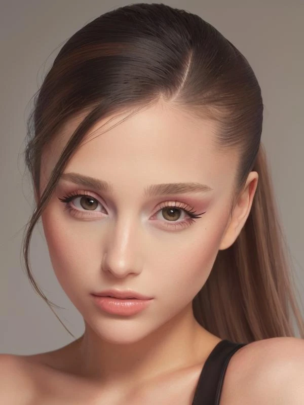 gquality, <lora:ariana-10:1> 1girl, ponytail, makeup