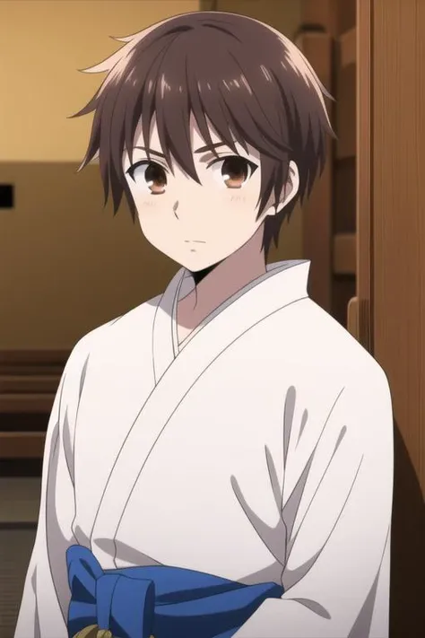 masterpiece, best quality, high quality, 1boy, solo, male focus, looking at viewer, upper body, <lora:shingo_ichinomiya:0.72>, shingo_ichinomiya, brown hair, brown eyes, , yukata