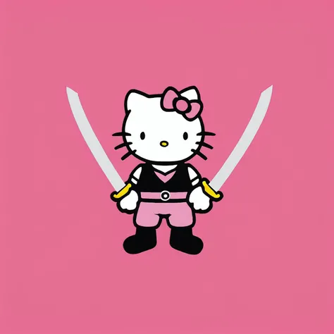 jolly roger, pink background, (large hello kitty ninja:1.2) and (cutlass)
<lora:Jolly_Roger_Flag_Style:0.5>