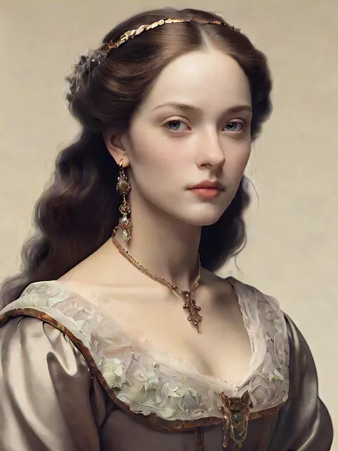 "Renaissance-inspired portrait of a figure in period attire, an intricate lace collar framing their face, with a subtle sfumato technique blurring the lines between subject and background, by Leonardo da Vinci and Raphael, cinematic composition, trending on ArtStation."