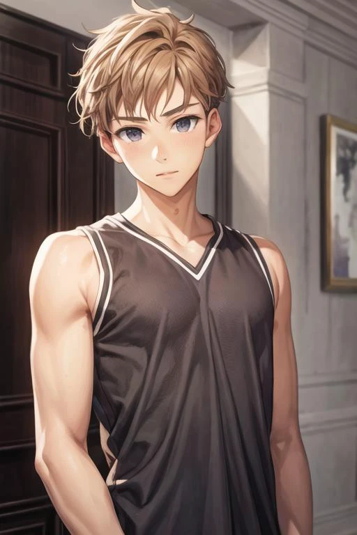 masterpiece, best quality, high quality, 1boy, solo, male focus, looking at viewer, upper body, <lora:mark_bean:0.62>, mark_bean, light brown hair, undercut, grey eyes, ,