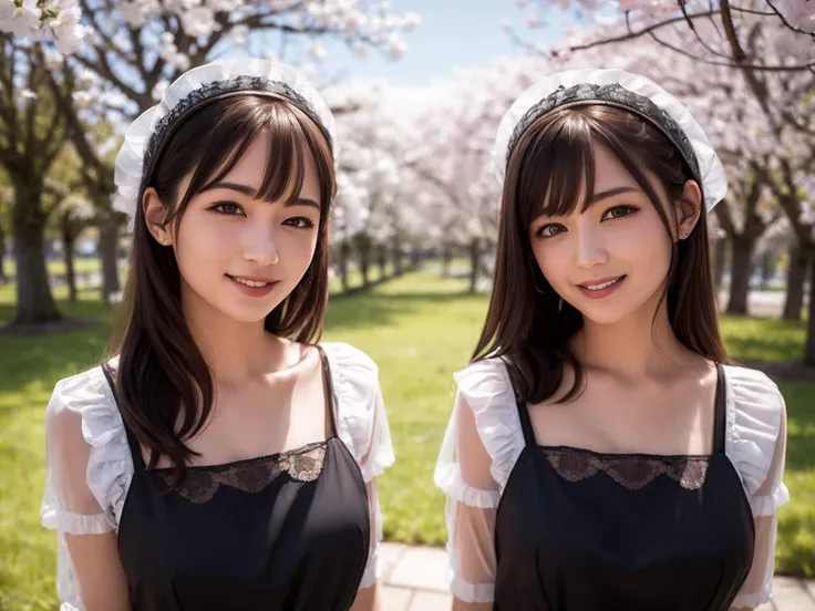 (best quality, masterpiece:1.2),ultra detailed,(photo realistic:1.4),see_through_maid, <lora:SeeThroughMaid_v1:0.6>,lite smile,upper body,CherryBlossom_background,<lora:CherryBlossom_v1:0.6>,